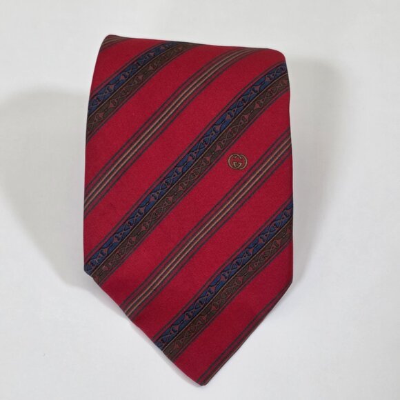 Gucci Silk Tie Multicolor Logo Floral Print Party Italy Designer W 3.75 L 57.25" - Picture 2 of 16